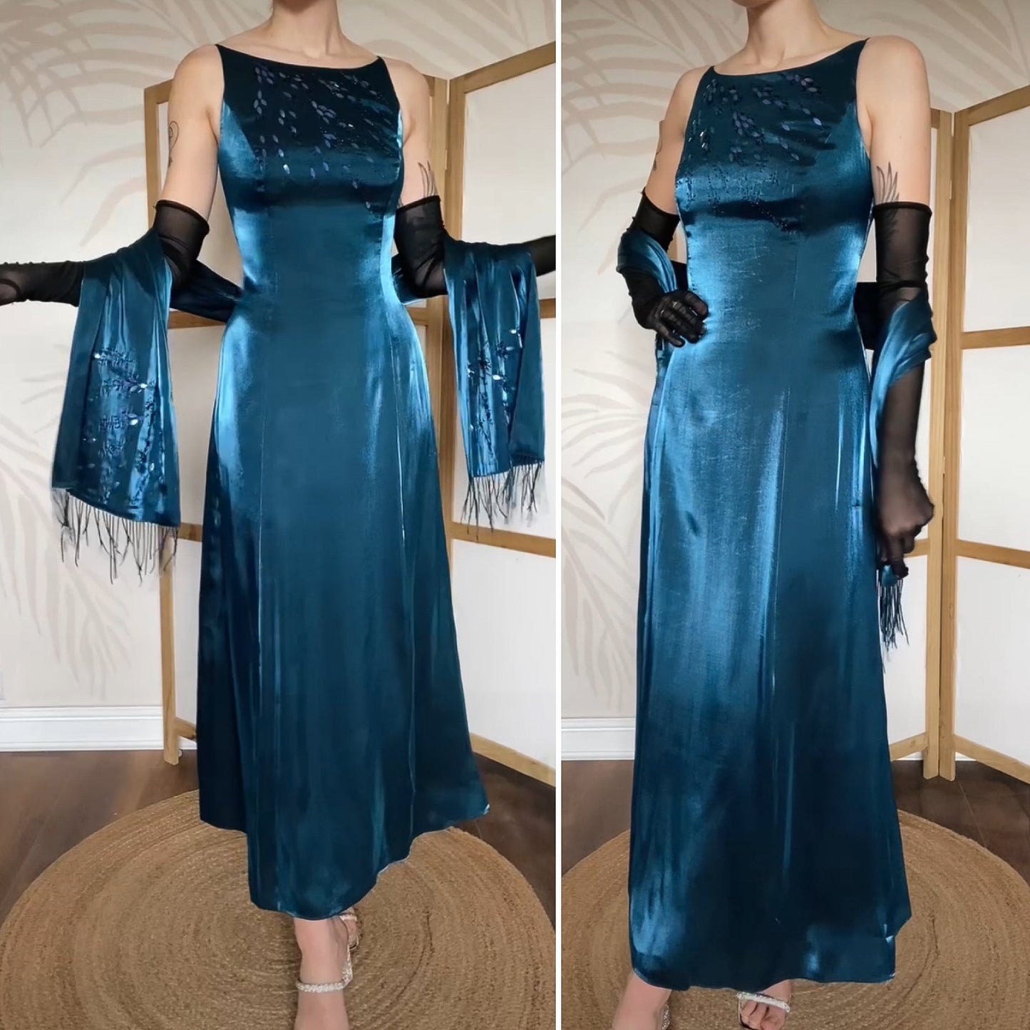 Debut shimmery teal evening dress uk 10