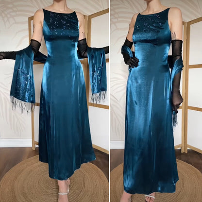 Debut shimmery teal evening dress uk 10