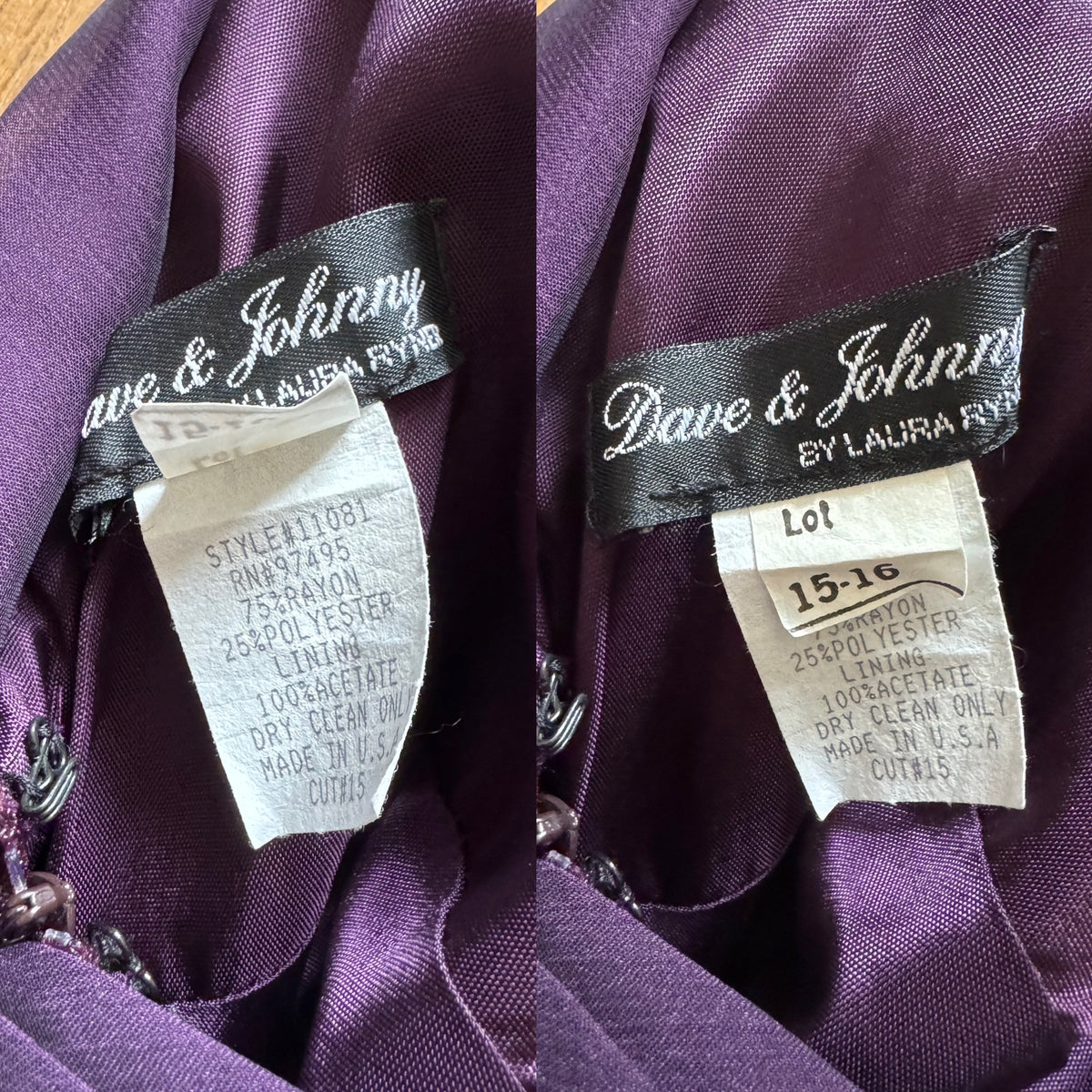 Purple satin & chiffon evening dress uk 16