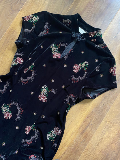 Charlotte Halton black velvet midi dress uk 14