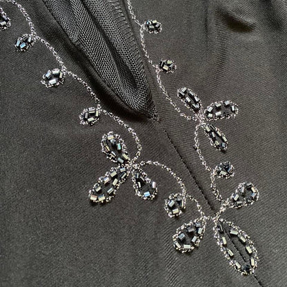 Vintage 90s black stretch evening dress UK 18-20