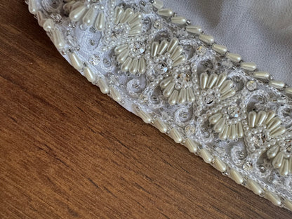 White Rena Koh pearl detail wedding dress uk 10