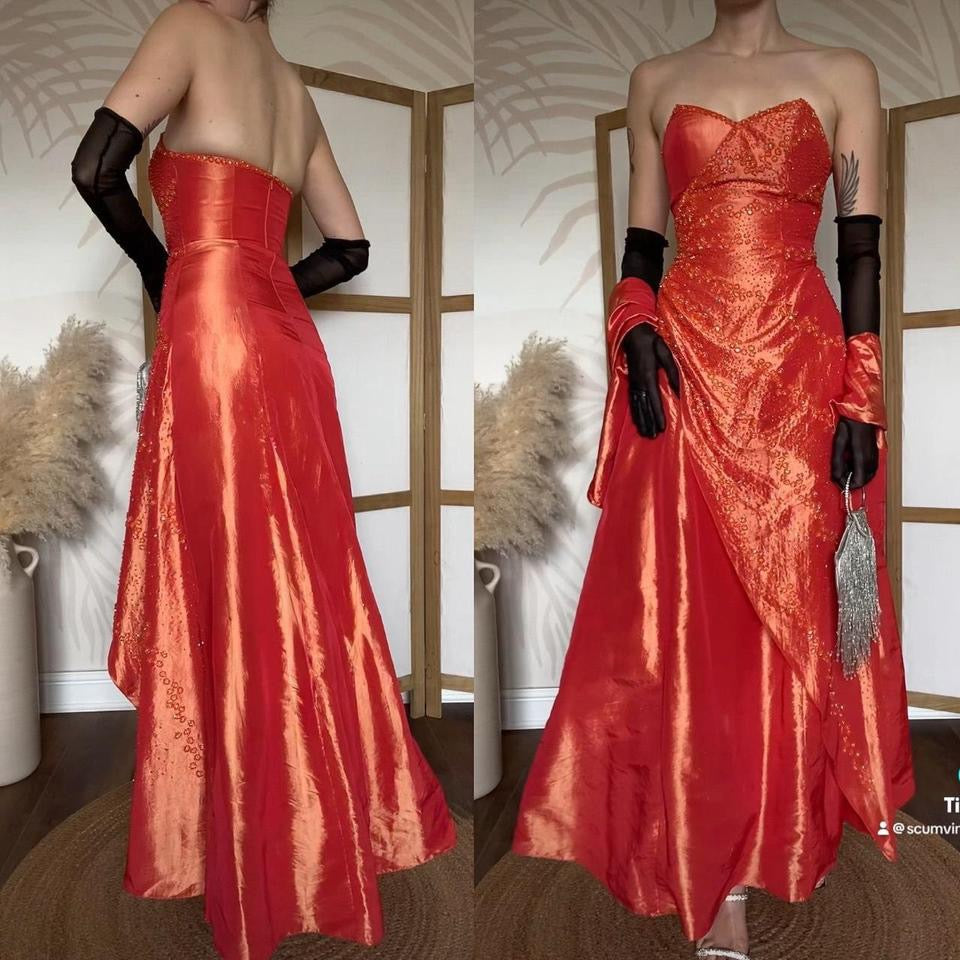 Dynasty strapless a-line prom dress & shawl uk 8