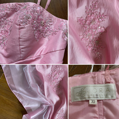 Baby pink 3-piece top/skirt & shawl prom set uk 8-10