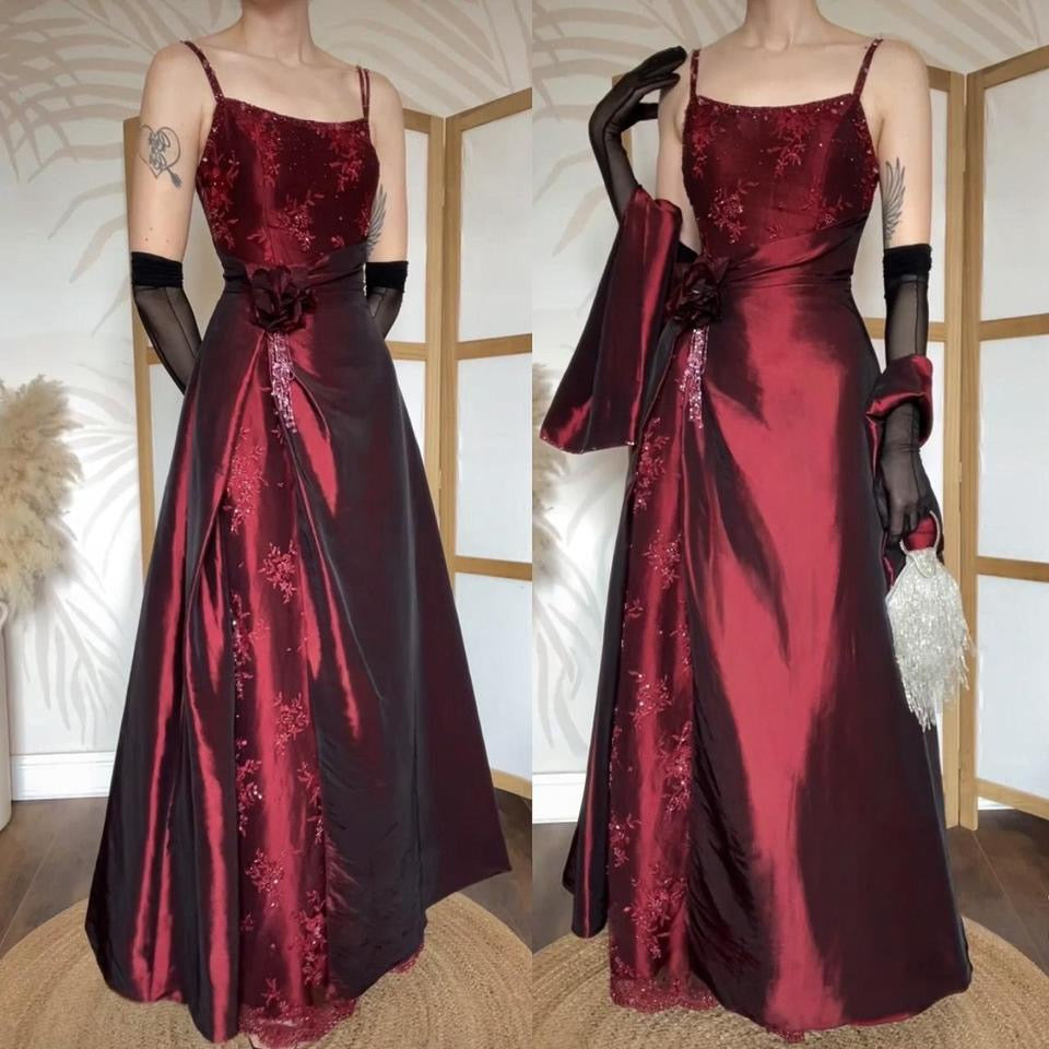 Jora Dark red lace a-line prom dress & shawl uk 12