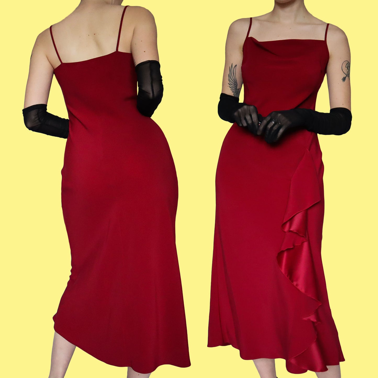 Burgundy slip dress with frill UK 10