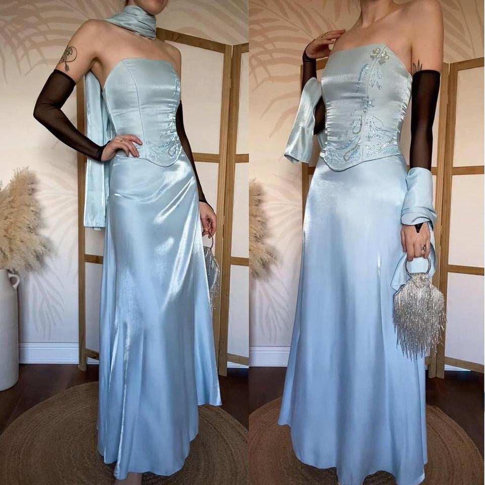 Ice blue Dynasty 3-piece prom set uk 8