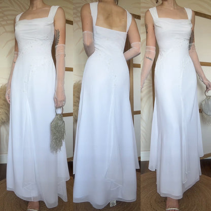 White Ronald Joyce beaded wedding dress UK 14