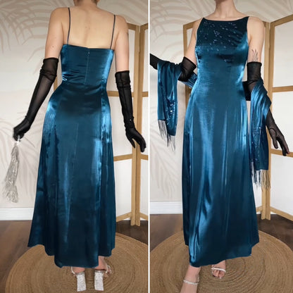 Debut shimmery teal evening dress uk 10