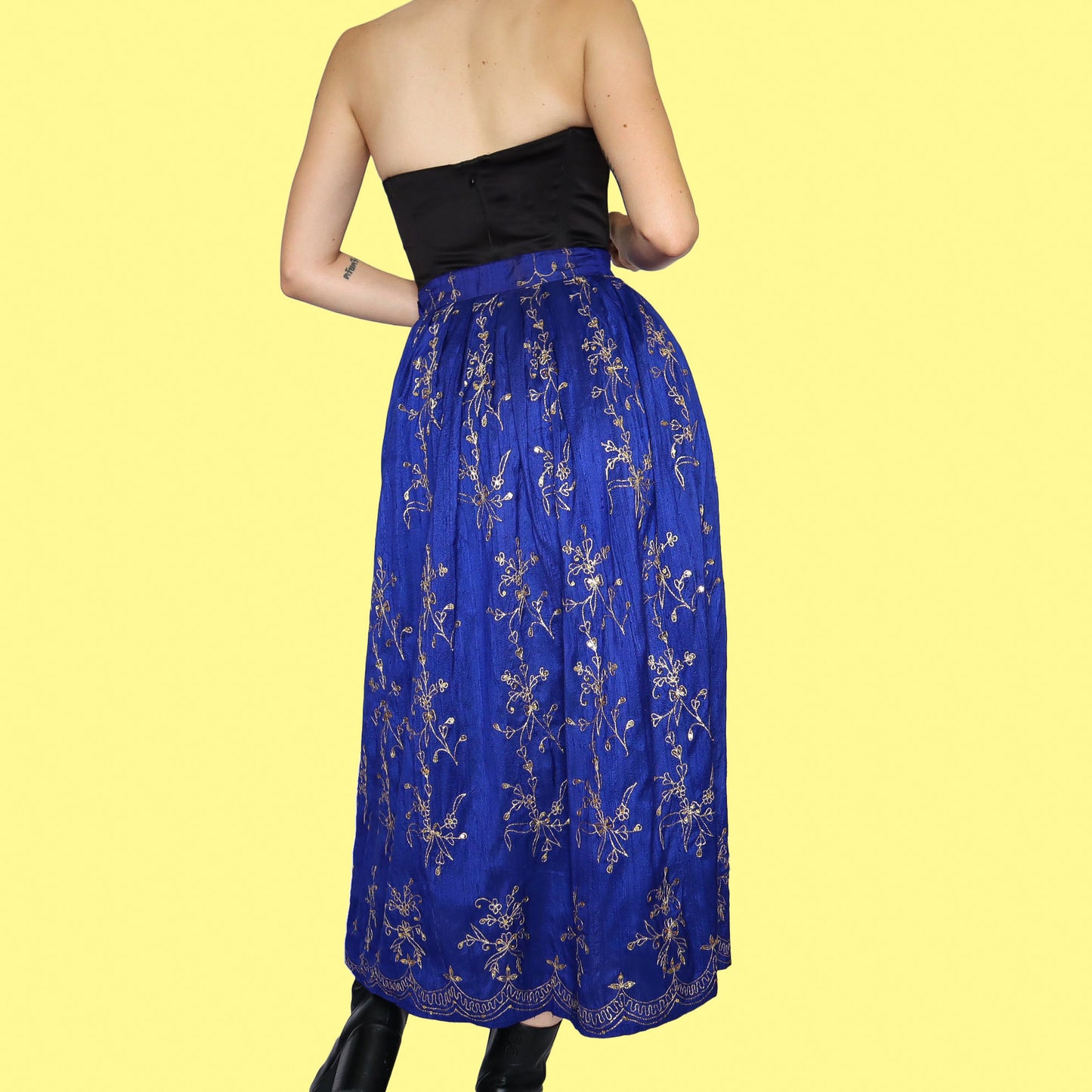 Royal blue 100% silk maxi skirt UK 10