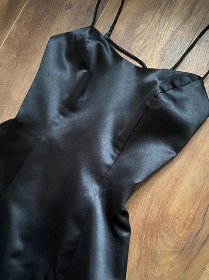 Black lace up back a-line prom dress uk 6