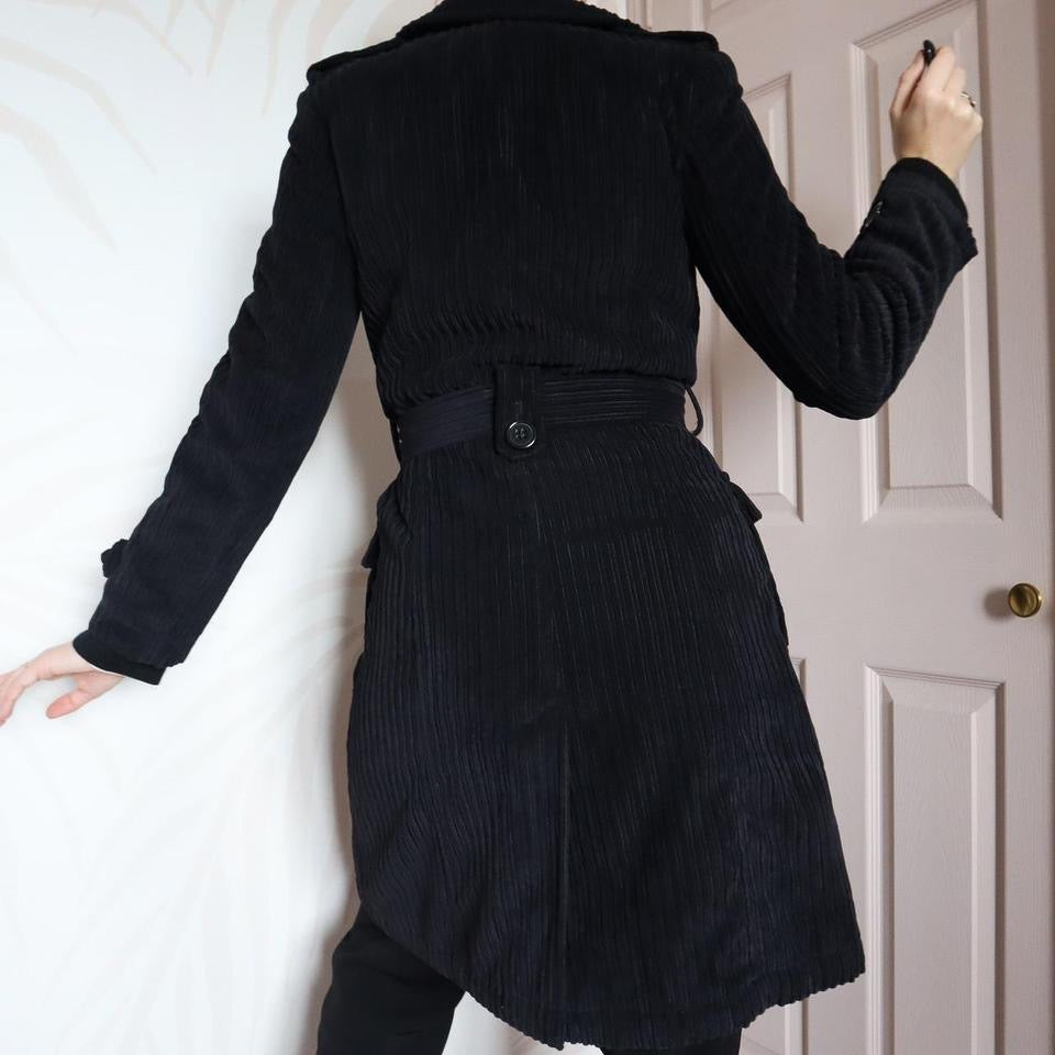 Black Laura Ashley soft cord coat UK 8