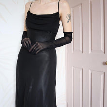 Load image into Gallery viewer, Tiffanys black chiffon evening gown UK 14
