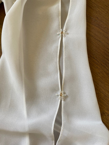 Dreamy off shoulder ivory long sleeve vintage wedding dress uk 12-14