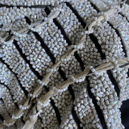 Yve London 100% silk black/white beaded evening dress UK 12