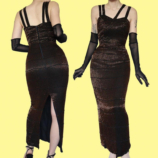 100% silk beaded evening dress UK 10