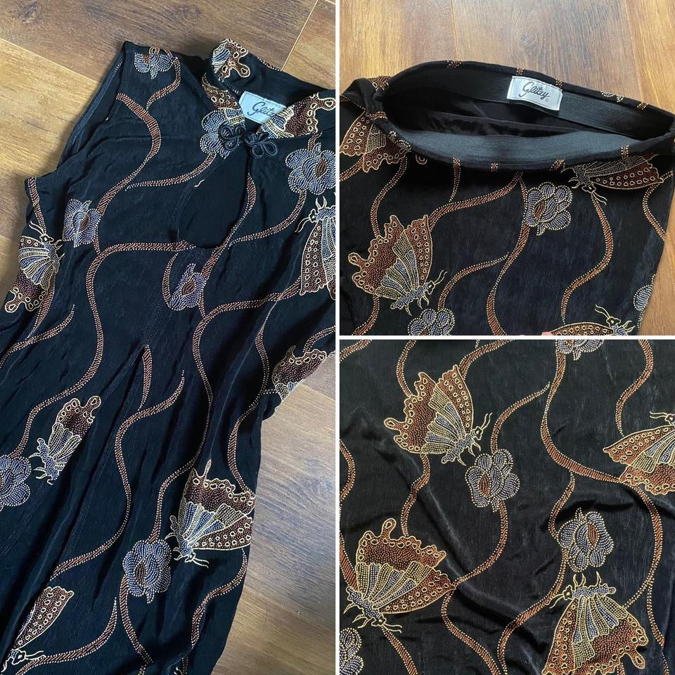 Black stretchy butterfly print 2 piece co ord uk 10