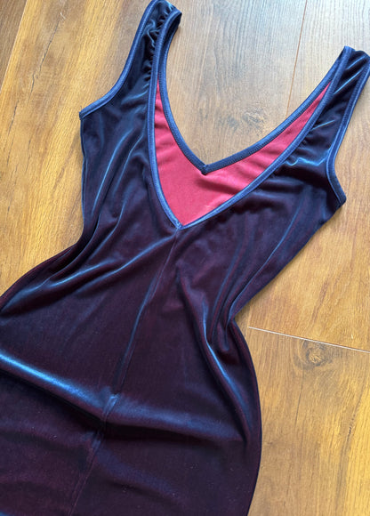 Iridescent velvet bodycon 90s dress uk small