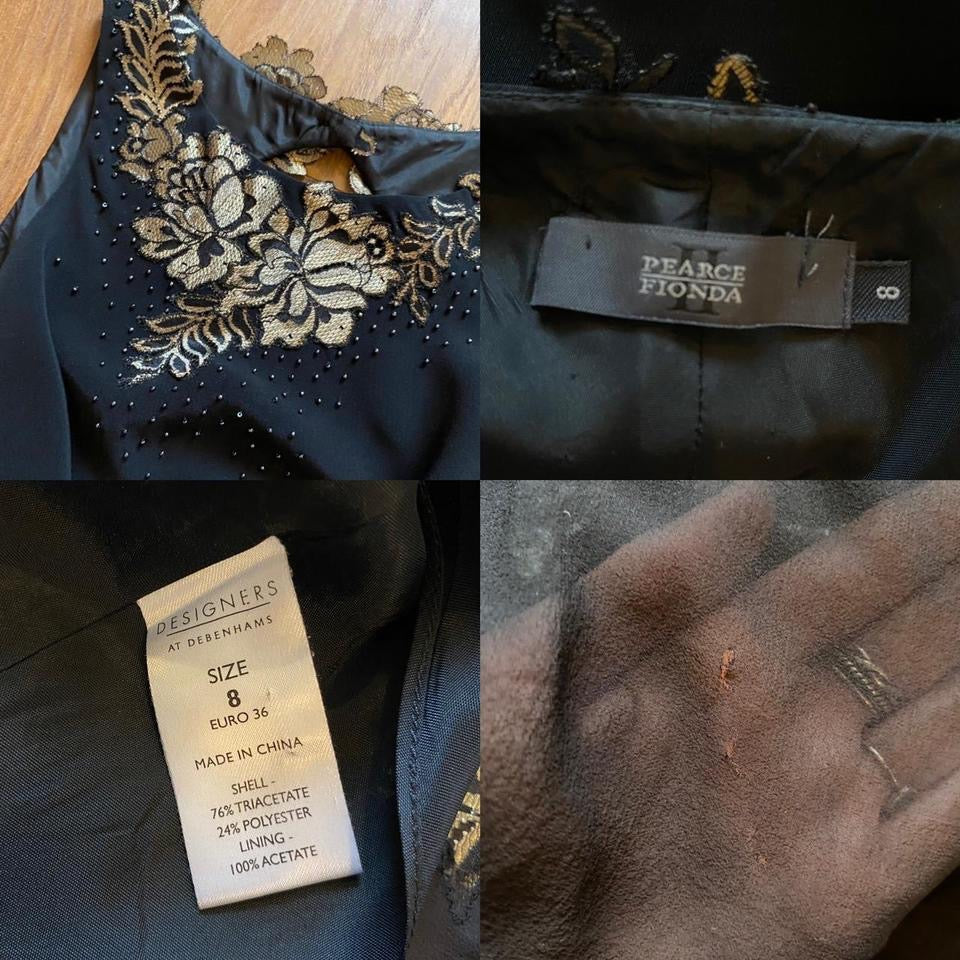 Black open back lace midi dress UK 6-8