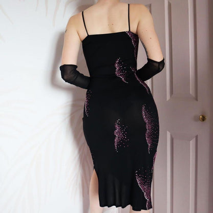 Black glittery midi evening dress UK 10