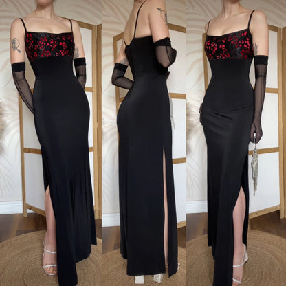 Tadashi black stretch evening dress uk 10