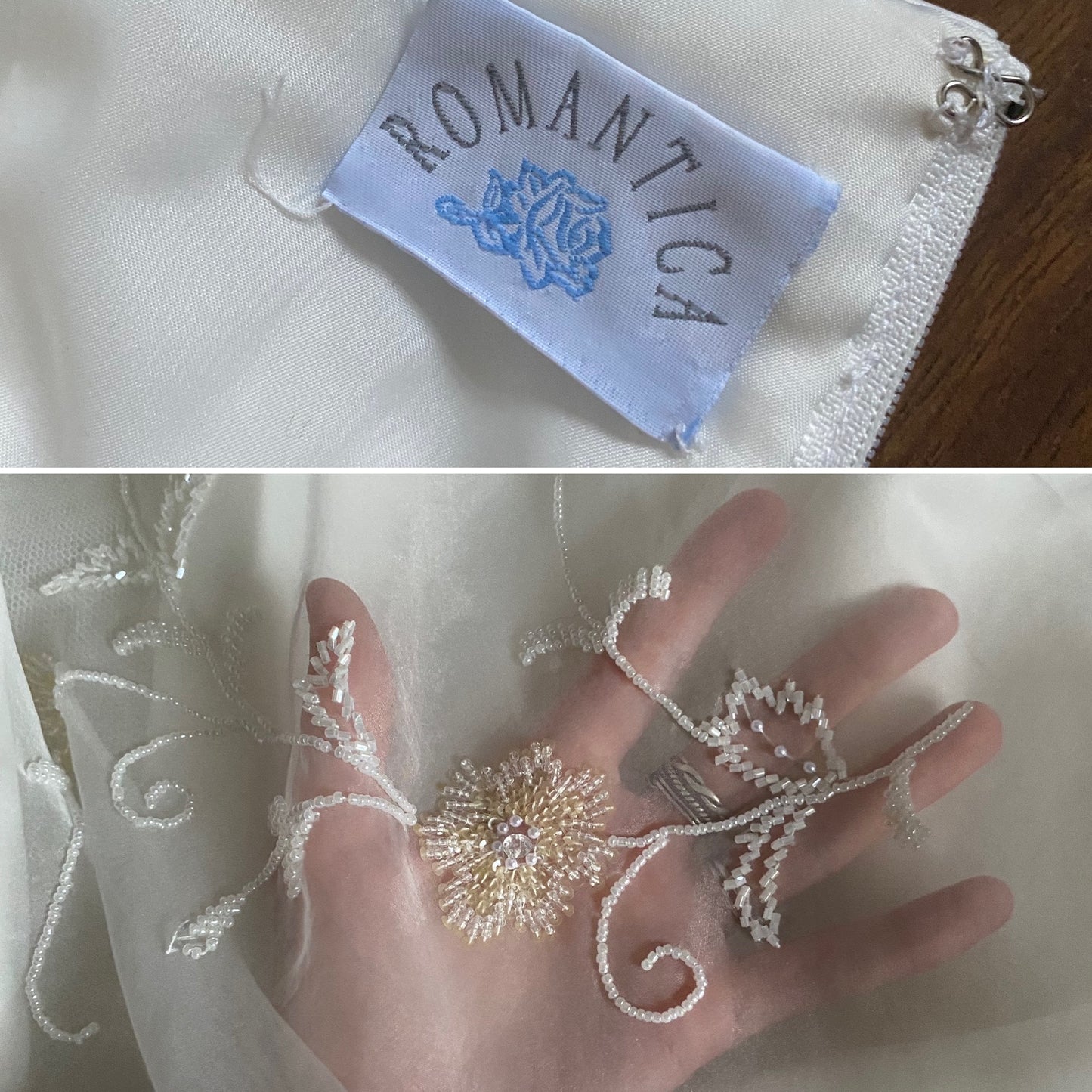 Romantica strapless a-line beaded wedding gown uk 12