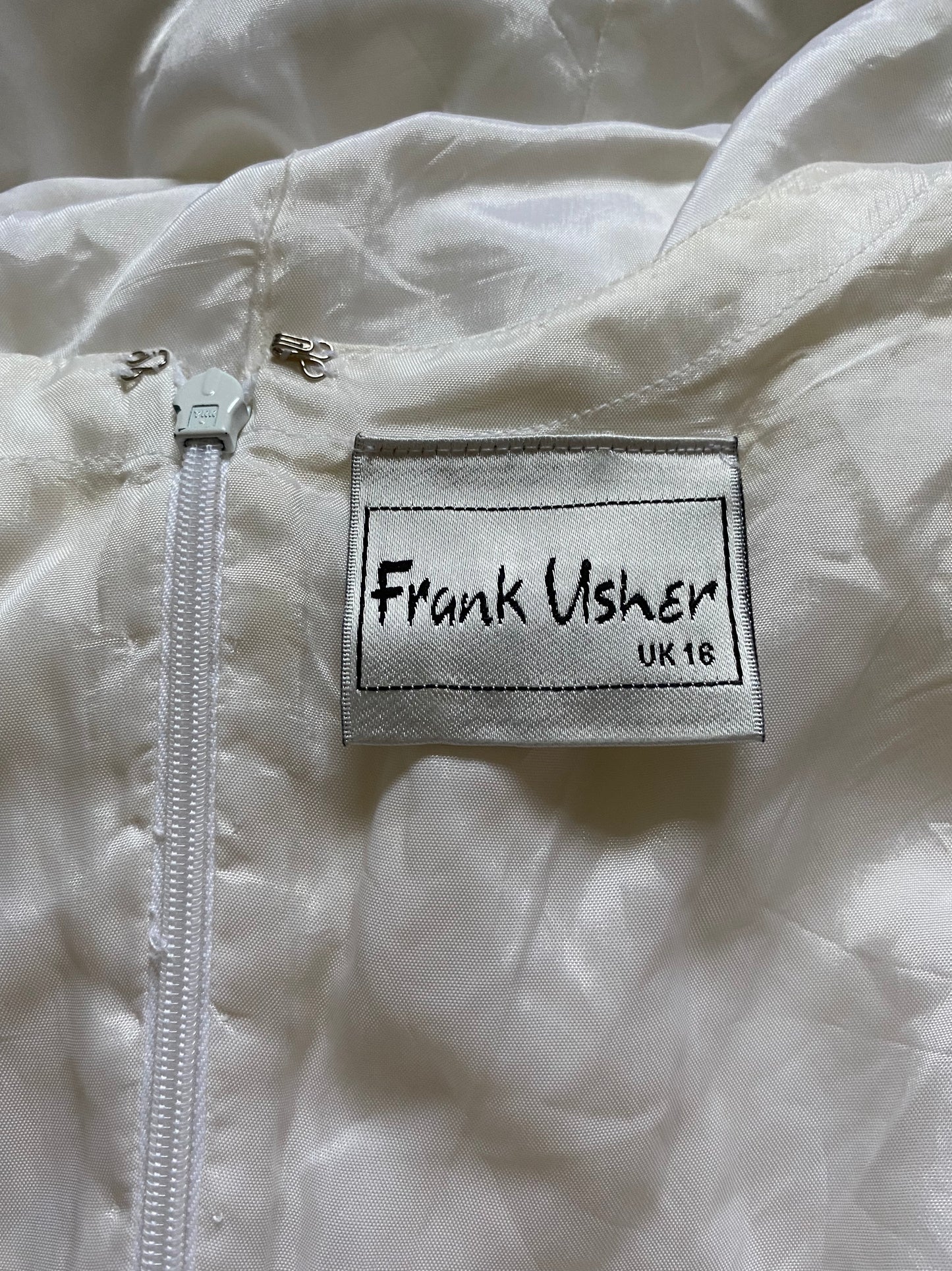 Frank Usher vintage white heavily beaded wedding dress UK 16