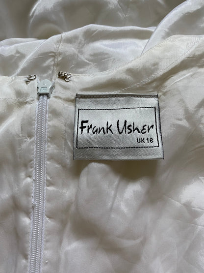 Frank Usher vintage white heavily beaded wedding dress UK 16