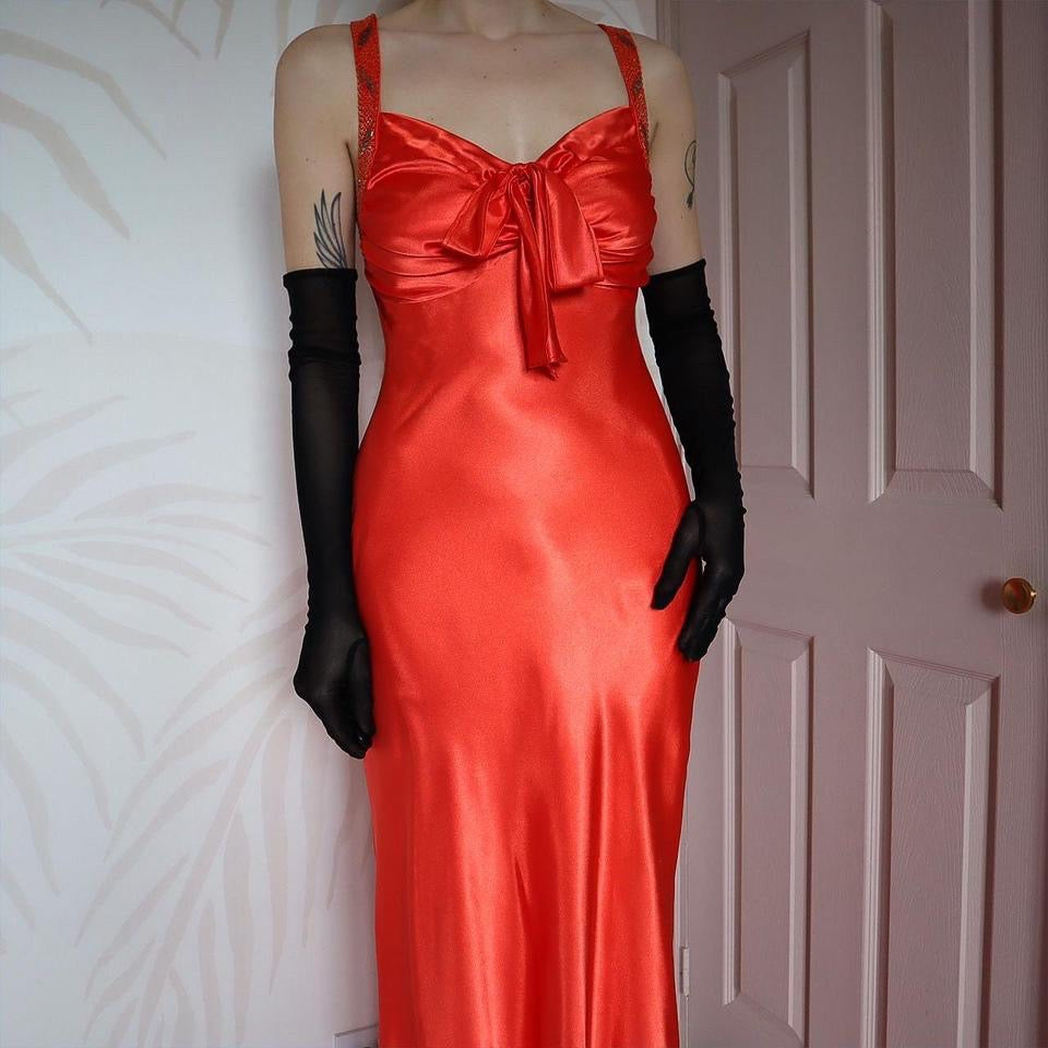 Orange satin Evening gown UK 12