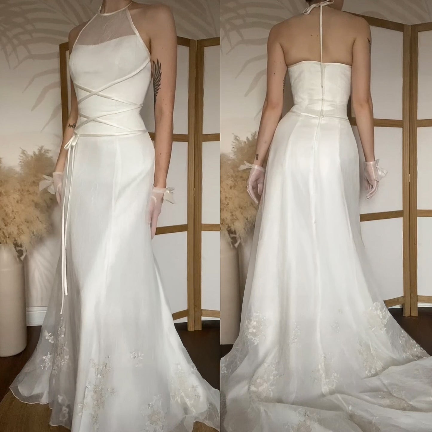 Pronuptia ivory halter neck wedding dress uk 8