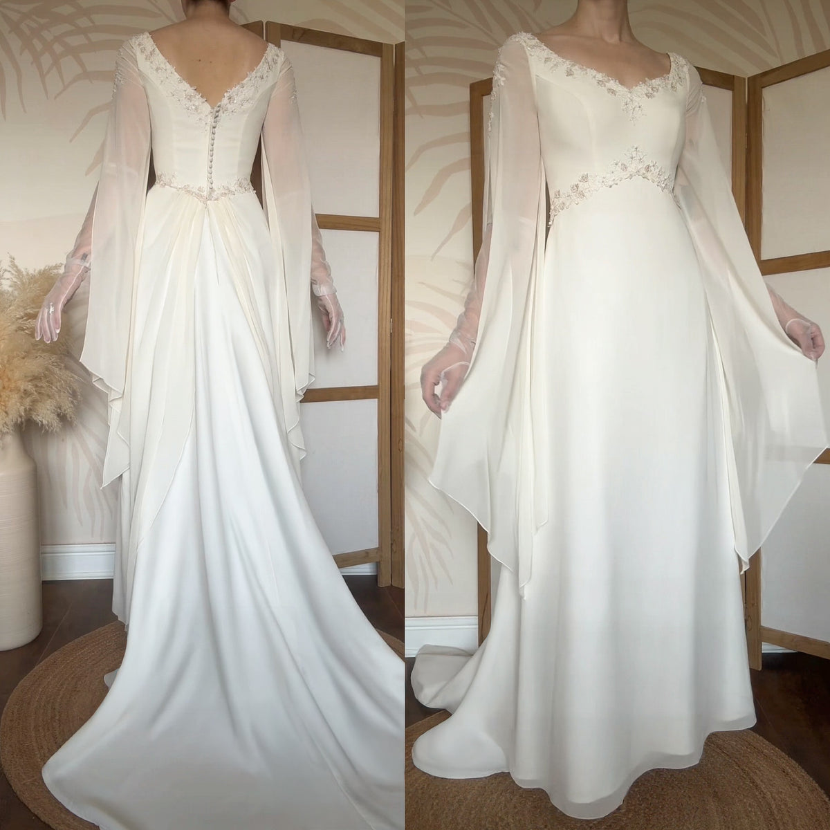 Ivory long sleeve ethereal wedding dress uk 10-12