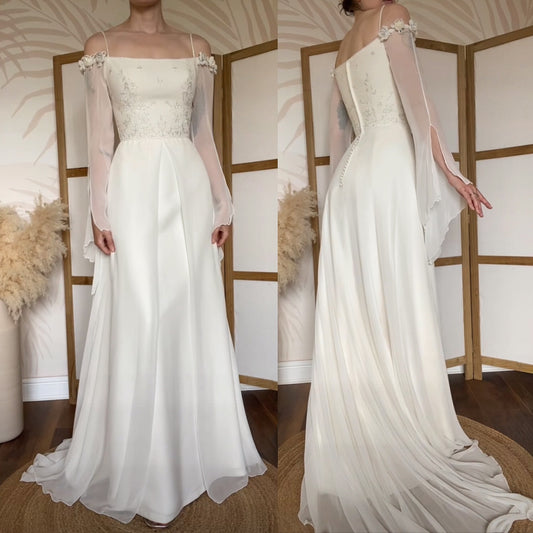 Ivory Benjamin Roberts ethereal wedding dress uk 12