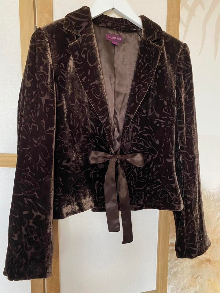 August Silk brown velvet evening jacket uk 12