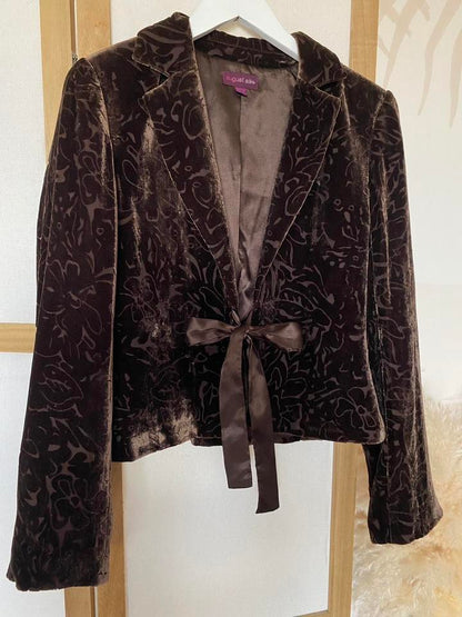 August Silk brown velvet evening jacket uk 12
