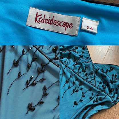 Kaleidoscope blue stretch beaded evening dress UK 14