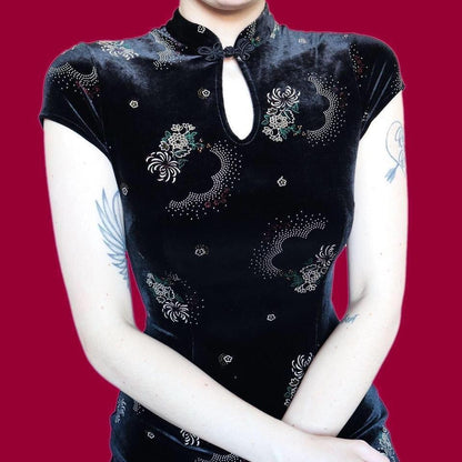 Charlotte Halton black velvet stretch evening dress uk 10 & 16 available