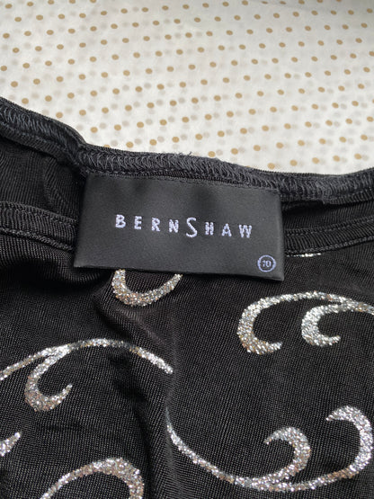 Bernshaw black stretch glitter long sleeve evening dress UK 10