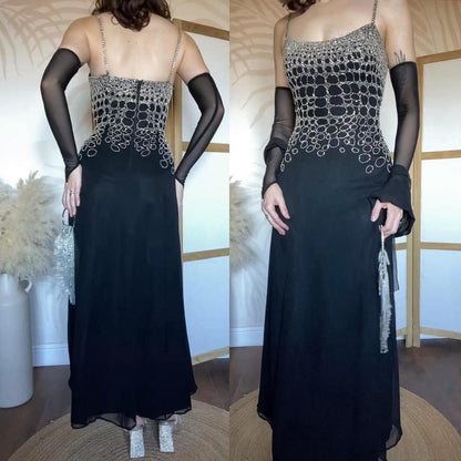 Le Gala 100% silk beaded dress & shawl uk 10