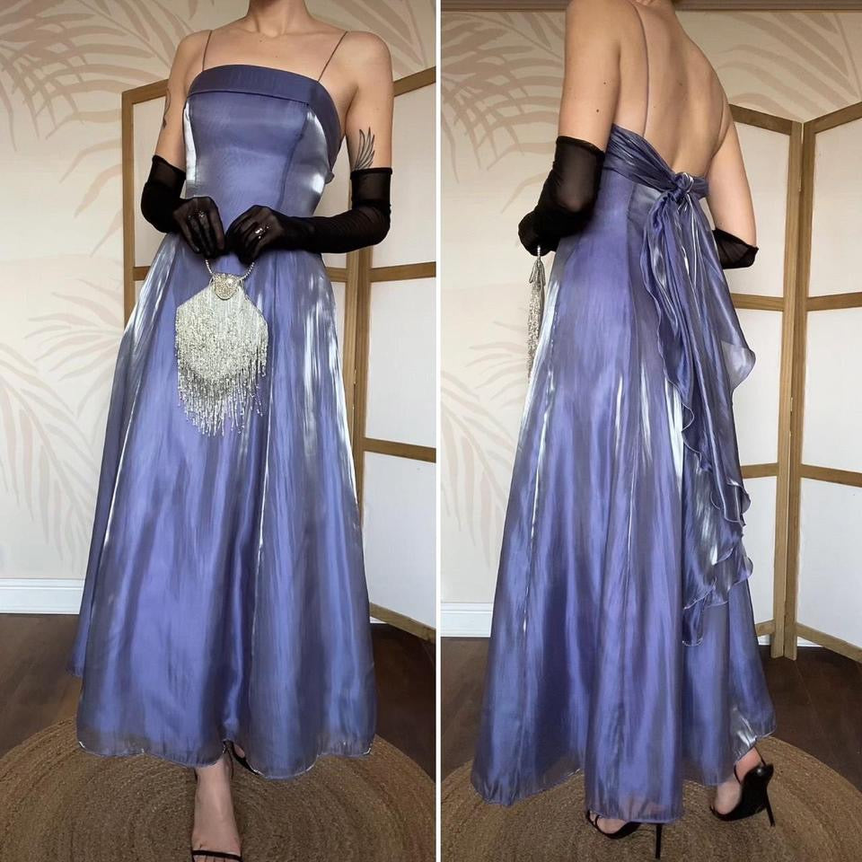 Purple shimmery a-line evening dress uk 8