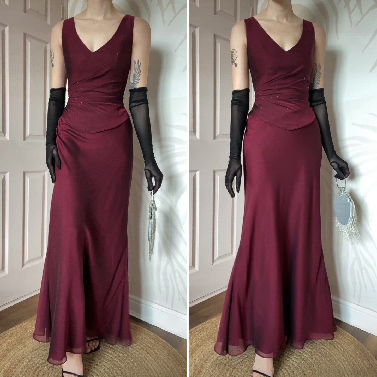 Burgundy 2 piece prom set sizes UK 14 & 16 available