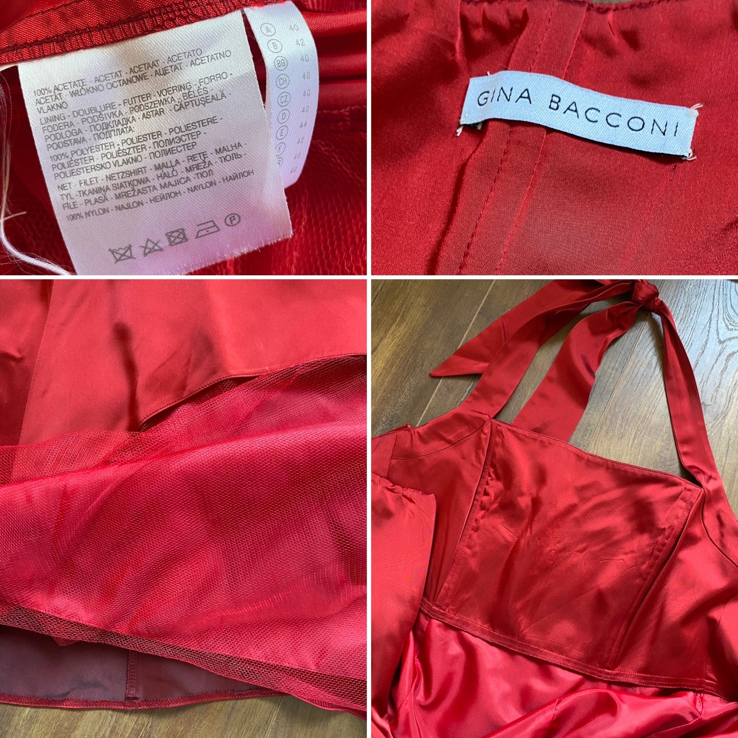 Gina Bacconi red halter neck evening dress uk 14