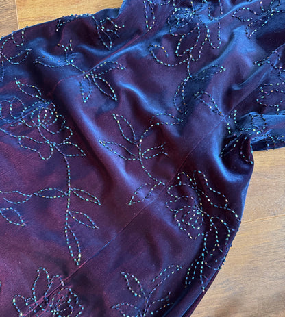 Iridescent beaded velvet evening dress uk 8