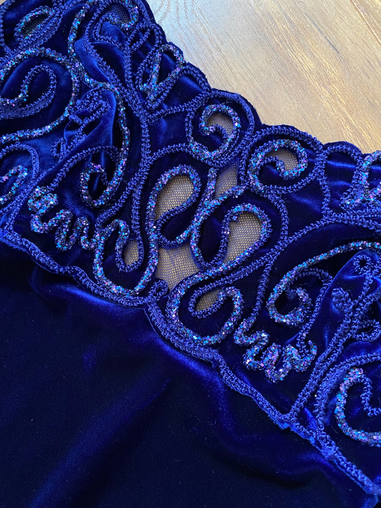 Zum Zum electric blue velvet stretch evening dress uk 10-12