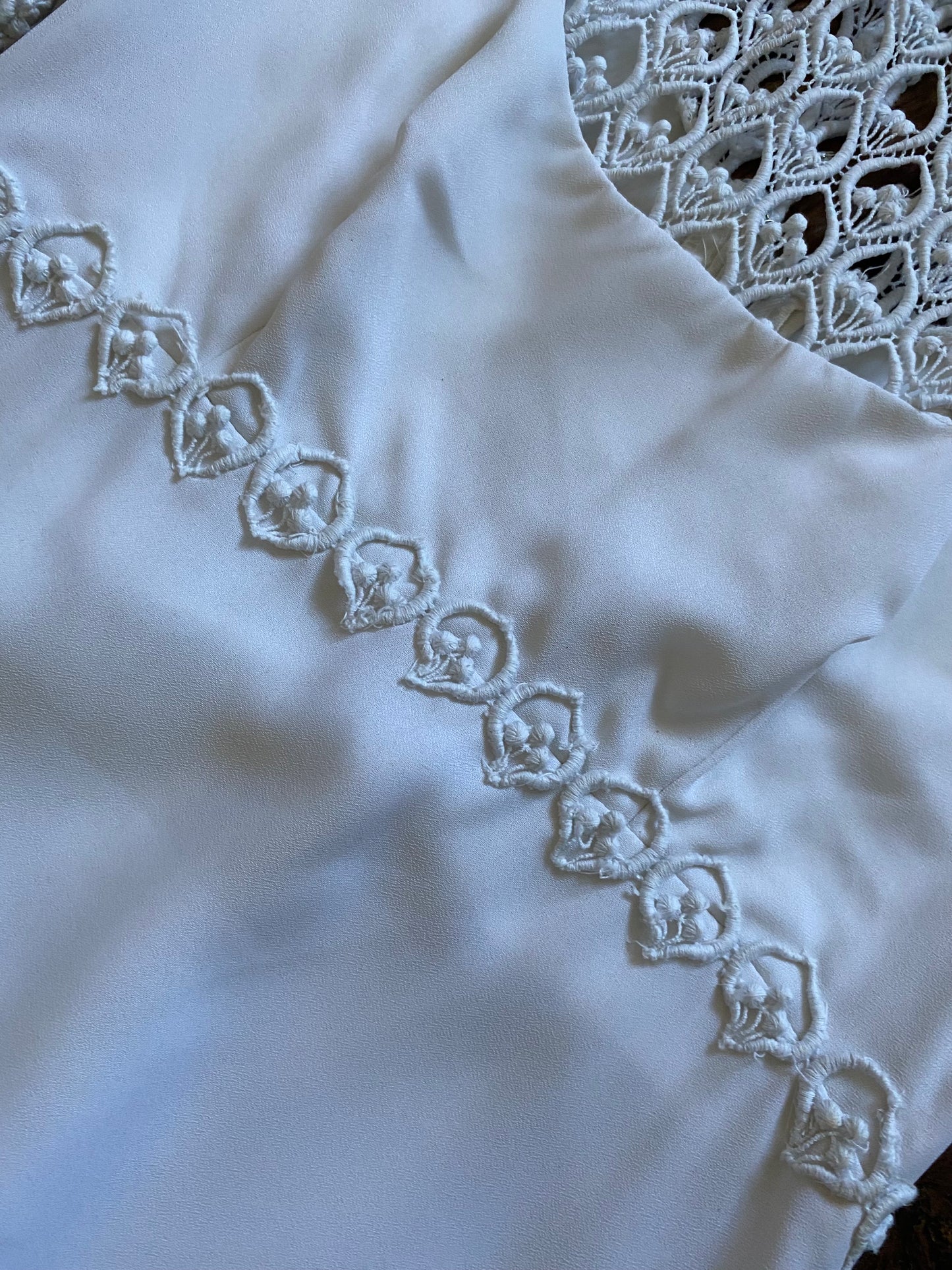 70s long sleeve crochet wedding dress UK 10