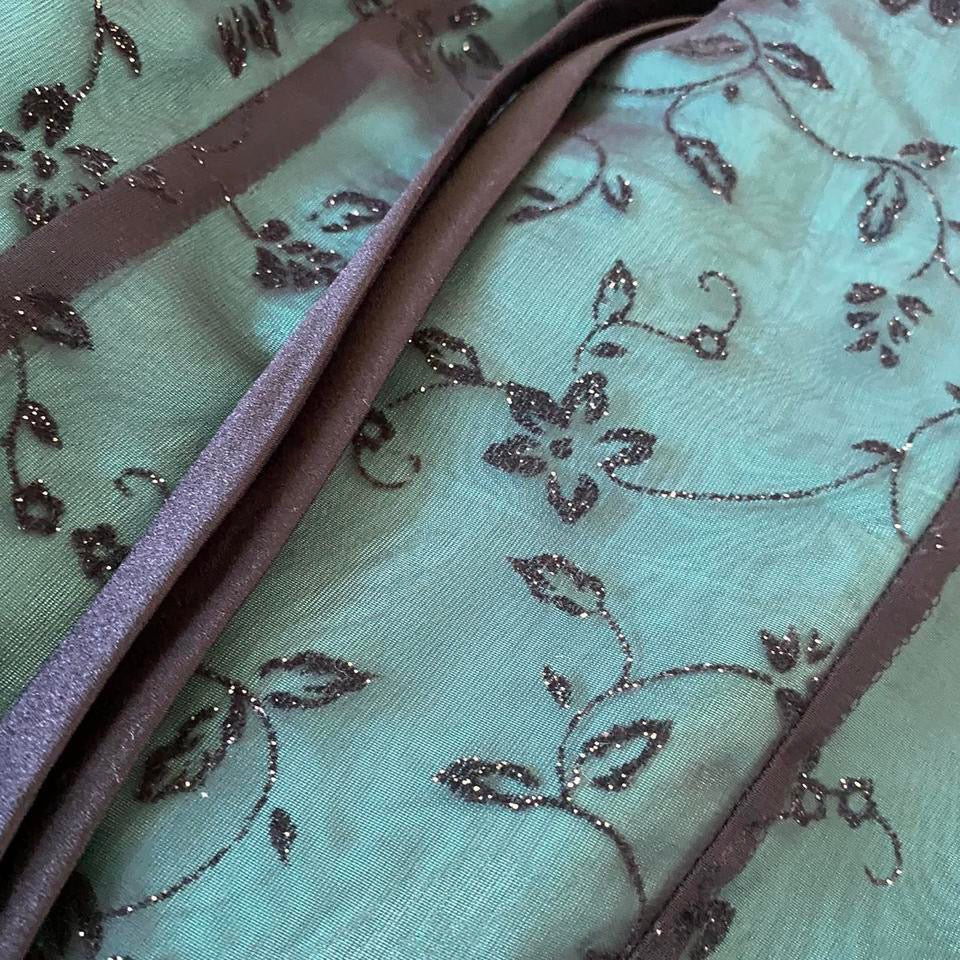 Morgan & Co teal glitter strapless evening dress UK 8-10