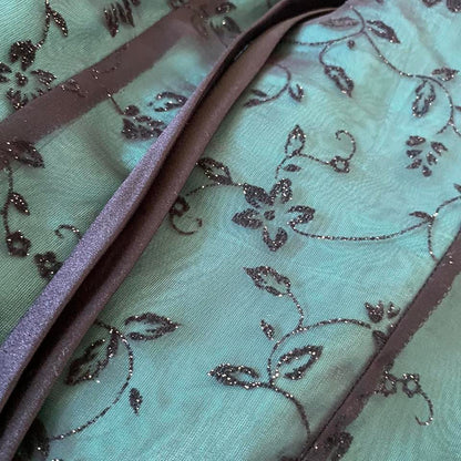 Morgan & Co teal glitter strapless evening dress UK 8-10