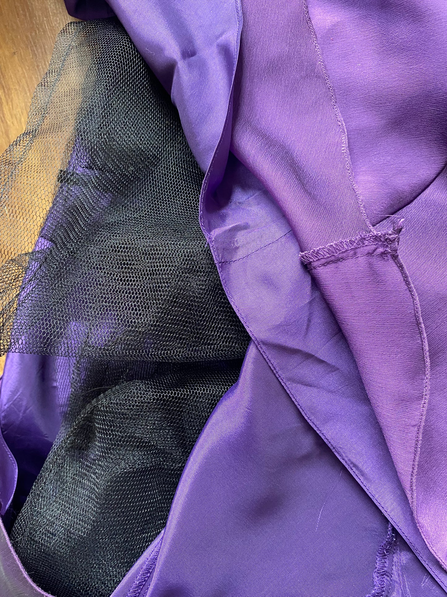 Niki Livas purple strapless layered evening dress uk 12