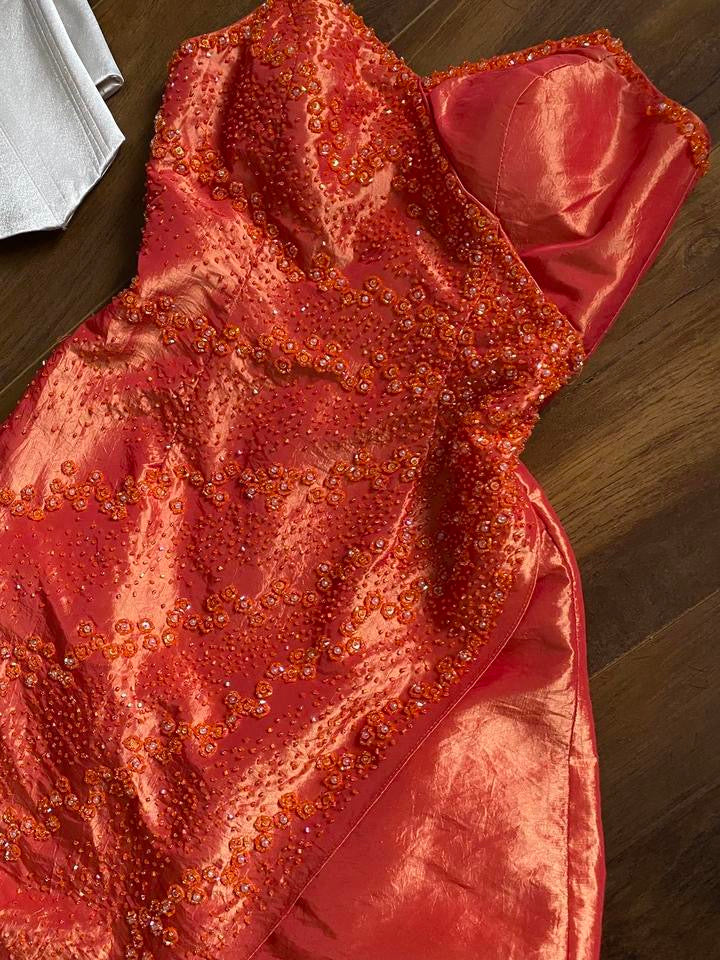 Dynasty strapless a-line prom dress & shawl uk 8