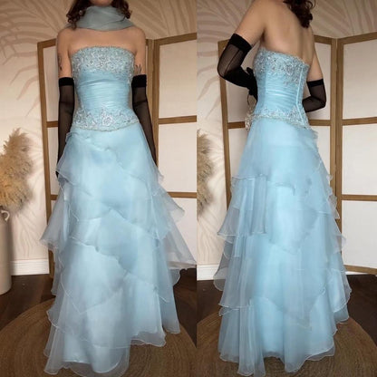 Ice blue 3-piece prom set uk 8