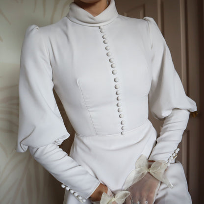 Ellis white long balloon sleeve wedding dress UK 8-10